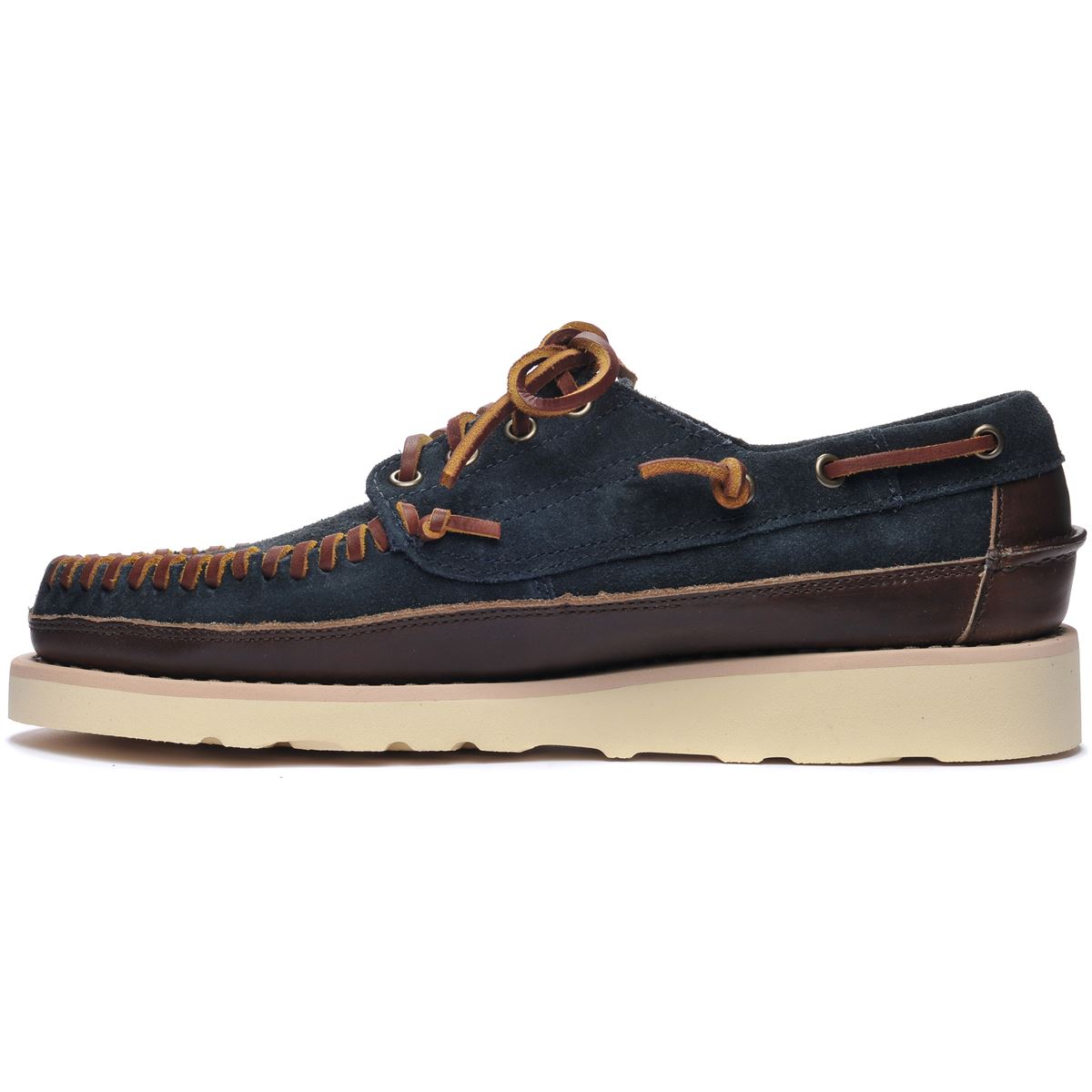 Keuka Lea Canoe Moc - Navy Blue & Dark Brown